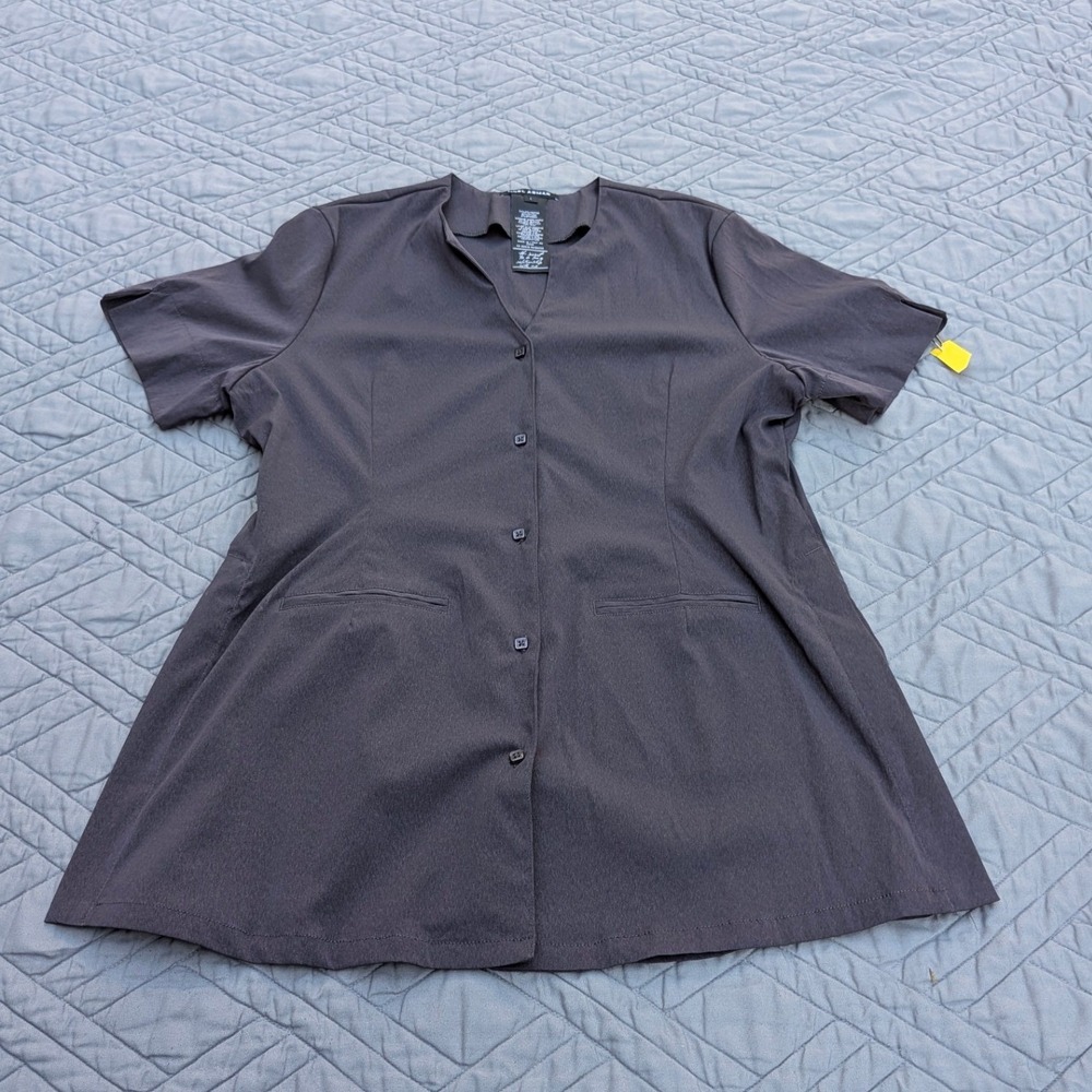 Noel Asmar Women's Black Stretch Button Front Tunic Top Large